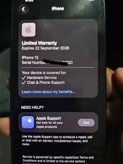 Iphone 13 jv 128 GB, water pack with apple warranty, 10/10
