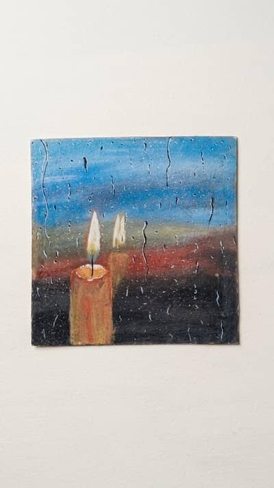 Beautiful Handmade cozy Candle Painting / Wall Art (Medium Canvas)