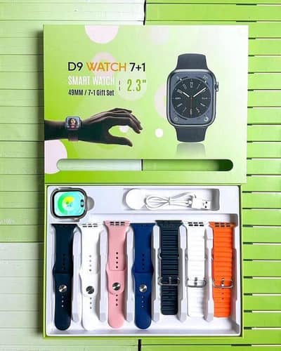 D9 ultra smart watch series 9 with 7 straps & bluetooth