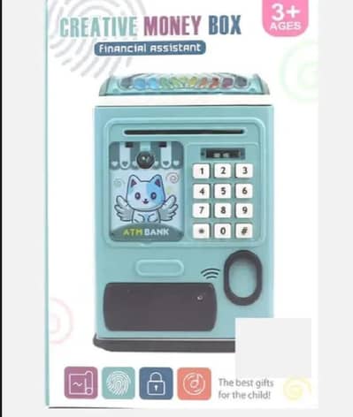 blue ATM money box for kids Saving Toy with Password Protection