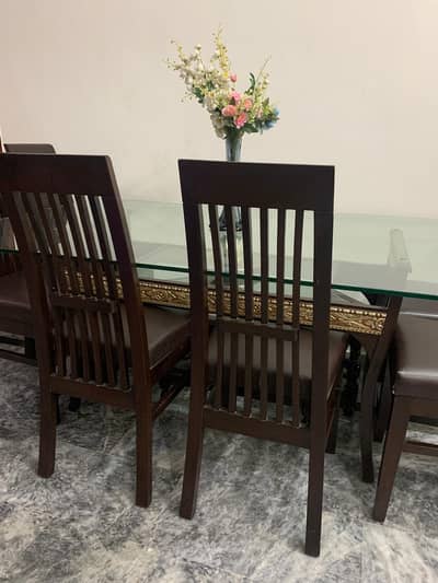 Glass Dining Table with 6 chairs