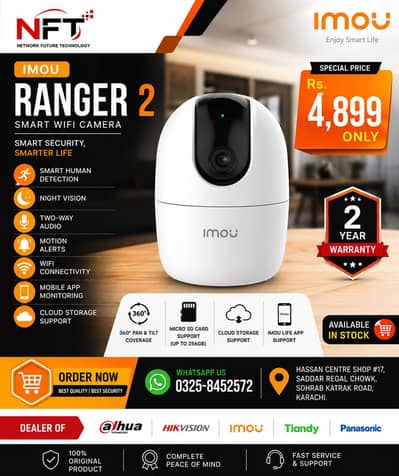 IMOU Ranger 2 Smart WiFi Camera comes with 2 year warranty