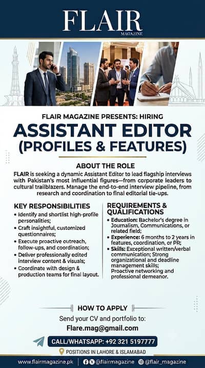 ASSISTANT EDITOR (PROFILES & FEATURES)
