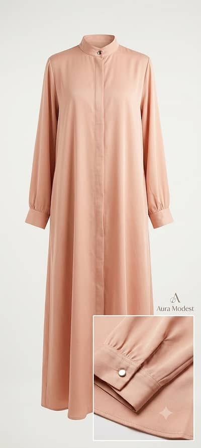 Elegant Peach Front Open Abaya
