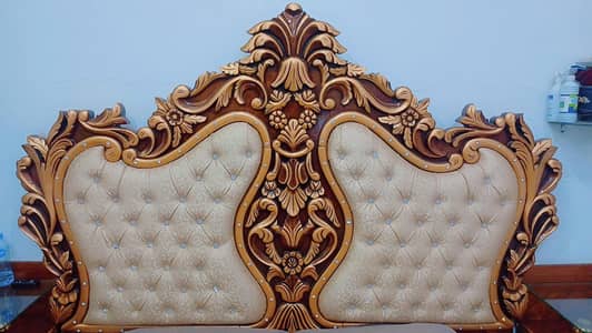 Deco Painted Wooden King Bed
