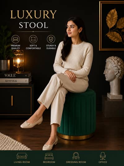 Luxury Velvet Stool / Ottoman Seat – Order Per Available