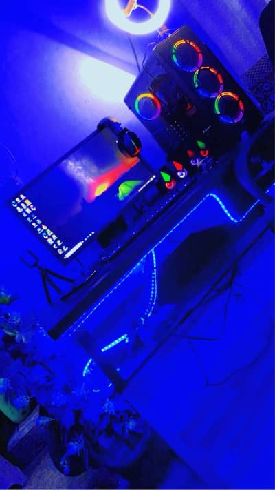 Campalet gaming pc setup led tabil chair rgb light pc