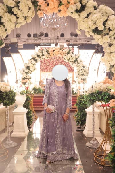 one time used heavy lilac shisha silk 3pcs long maxi.