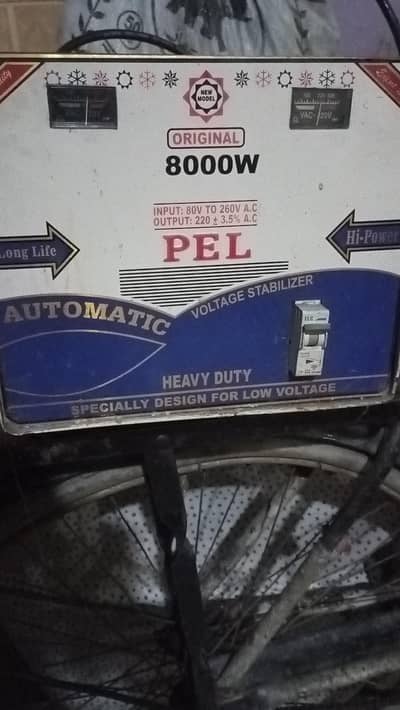 one year use stebilizer 8000 watt good condition and good work