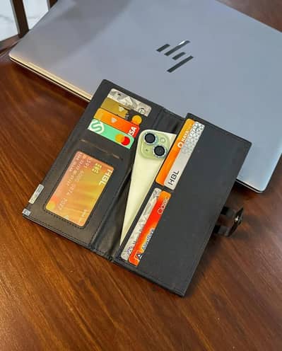 Premium Black Leather Long Wallet for Men - 9 Cards Slots | New 10/10