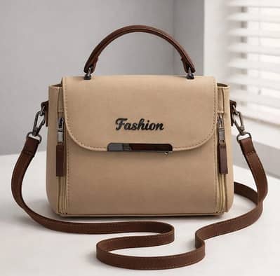Beige Leather Crossbody Bag for Girls 8x11 Inches