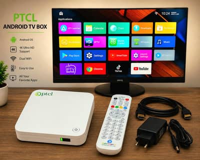 UNLOCKED PTCL Android TV Box YouTube Netflix , Remote + HDMI + Adapter