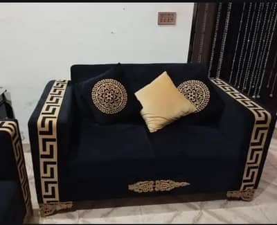 luxury sofa set ,Versace design, black and gold color