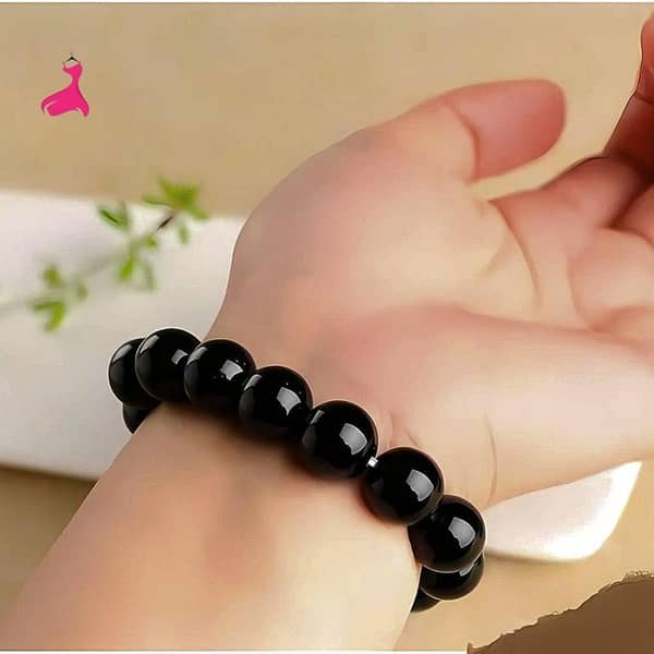 YUMNAS COLLECTION-Elegant Handmade Onyx Black Bead Bracelet: Minimalist Natural Gemstone Jewelry for Men & Women