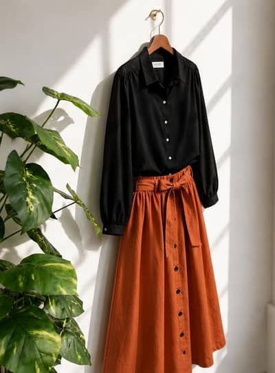 elegant skirt with beautiful shirt.