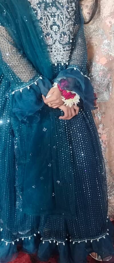 Teal Sparkle Anarkali maxi