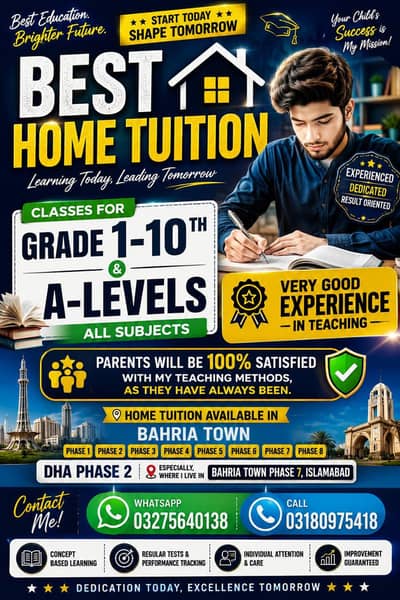 Professional Home tuitions are available