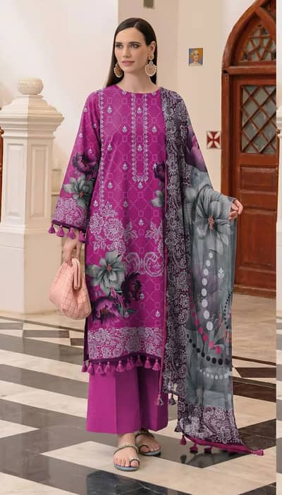 3 Piece Lawn Suit for Women | Printed & Embroidered | Ladies Unstitch