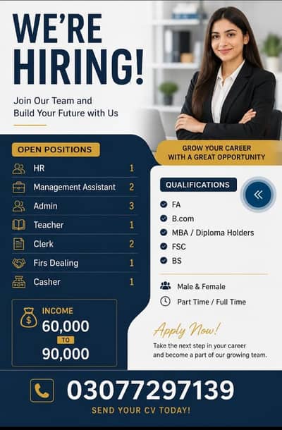 staff requried male and female