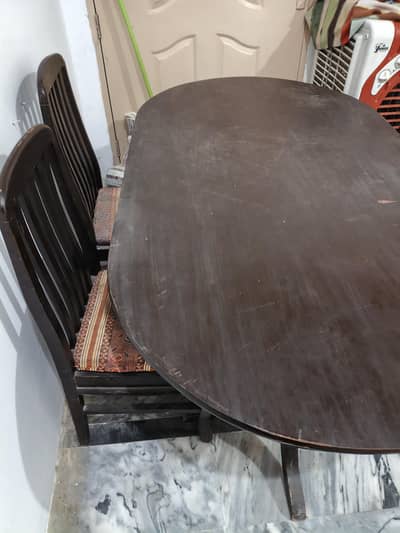 6 Person Wood Dining Table with 4 Chairs