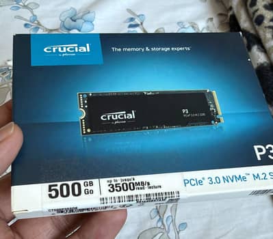 Crucial P3 500GB NVMe M. 2 SSD PCIe 3.0 - Brand New Sealed