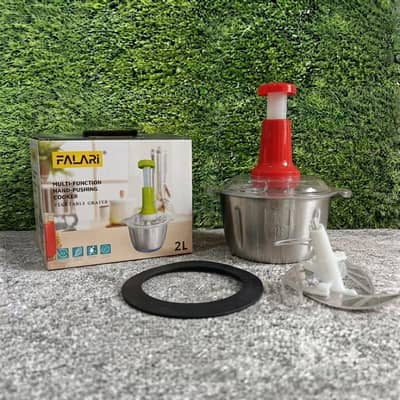 2 Litre Stainless Steel Hand Chopper | Manual Vegetable & Onion Cutter