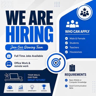 we are hiring male and female for work