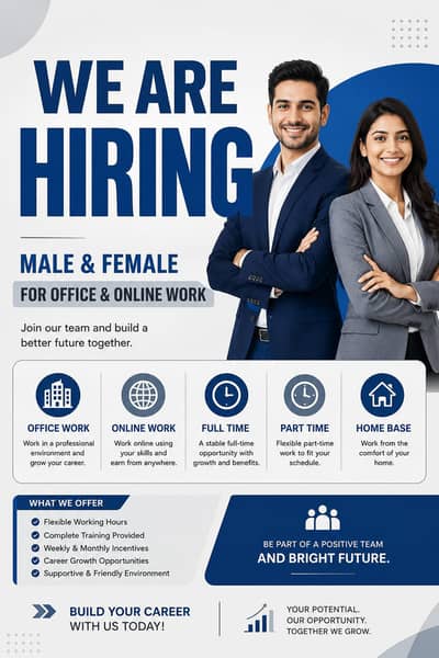 we are hiring male and female for work