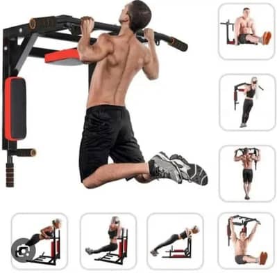 Chin up bars / Pull up bar / Push up bars / Walking pad / Home gym