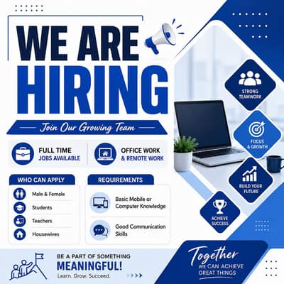 We are hiring male and female for work