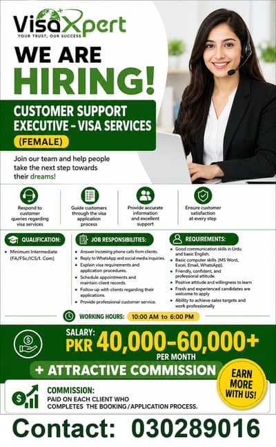 Customer Support Executive – Visa Services (Female)