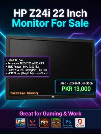 HP Z24i WUXGA IPS Monitor 22 Inch | 1920x1200 | Only 13K