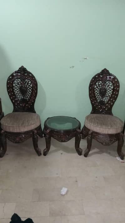wooden chairs with table