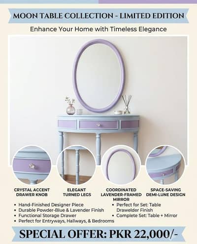 Moon table with mirror