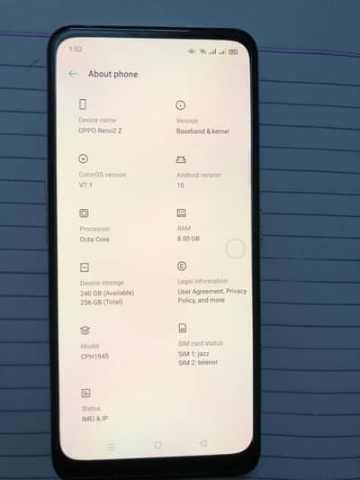 OPPO Reno2 Z for sale pta approved urgent lush condition