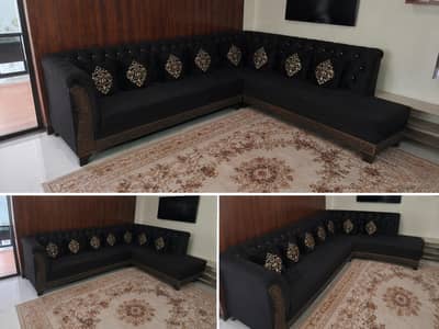 l shape sofa like new black colour