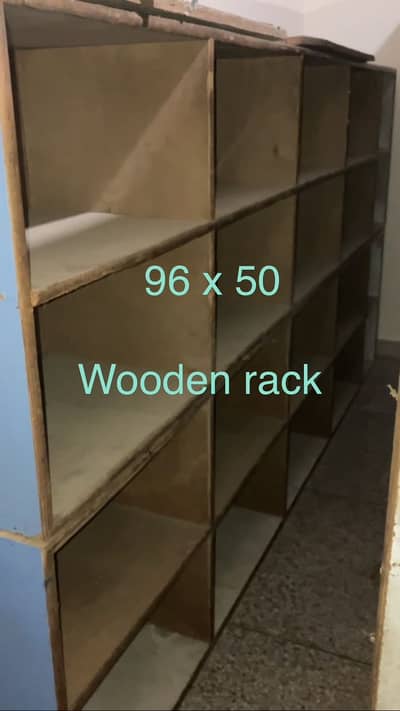 Wooden racks and counters for shop
