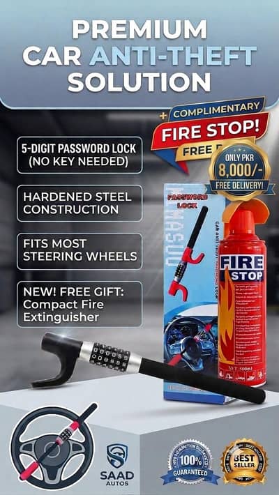 car stearing wheel pasword lock+free fire stop
