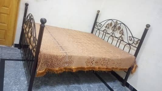 Strong Solid Iron Double Bed + Mattress (Used) 