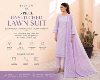 Edenrobe Style 3 Piece Unstitched Lawn Suit – Wholesale price