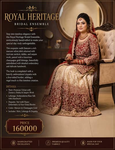 Luxury Maroon & Gold Bridal Lehenga – Premium Wedding Dress | Bridal C