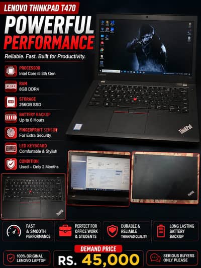 Lenovo ThinkPad T470 | Core i5 8th Gen | 8GB RAM | 256GB SSD