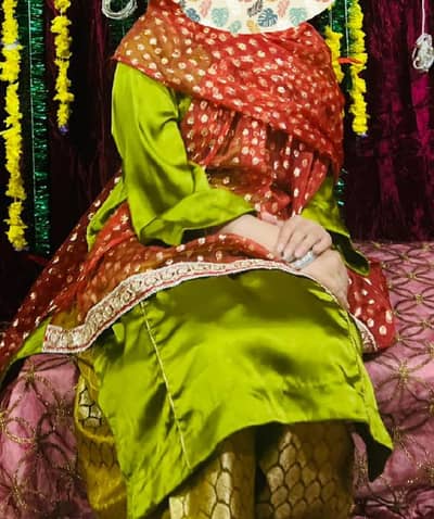 Mehndi dress lime green and rust | Worn one | Excellent condition