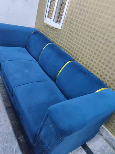 Luxury Royal Blue Velvet 4-Seater Sofa | Modern & Comfortable