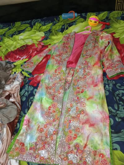 Embroided 3 PC silk gown