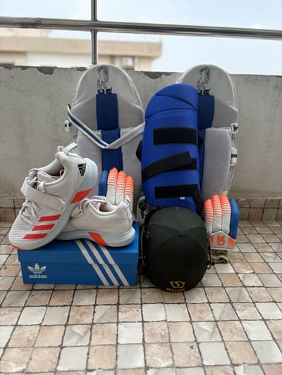 Original adidas spikes and complete cricket kit