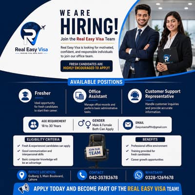 Office Assistant | Client Handling | Male & Female | Jobs in Lahore