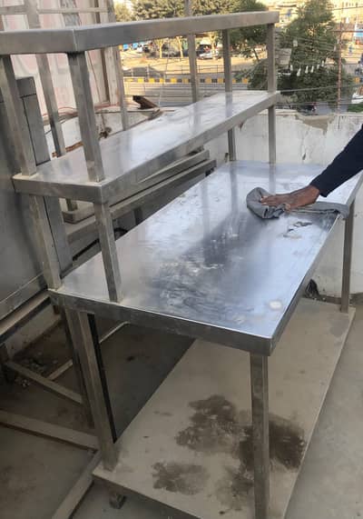 SS Commercial Kitchen Prep Table with Rack
