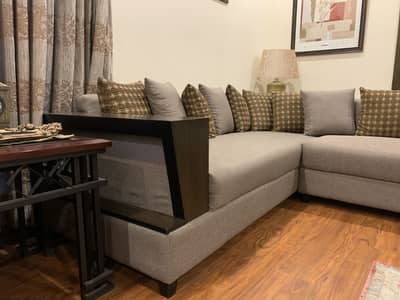 L shape Pure wooden sofa