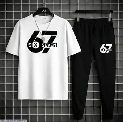 Man printed Track suit White and black  (Small + Large+ XL Large )